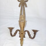 Patinated bronze wall lamp in louis XVI ribbon style