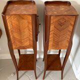 Pair of small tales of bedside wood marquetairie