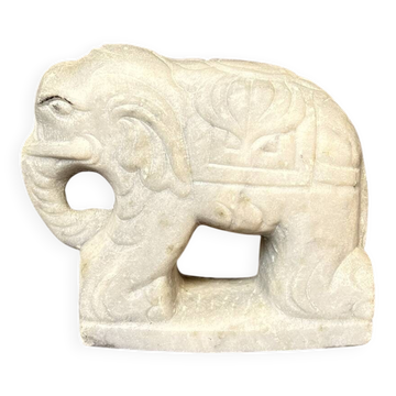 Ancienne sculpture d'éléphant d'apparat en pierre stéatite, Inde Howdah