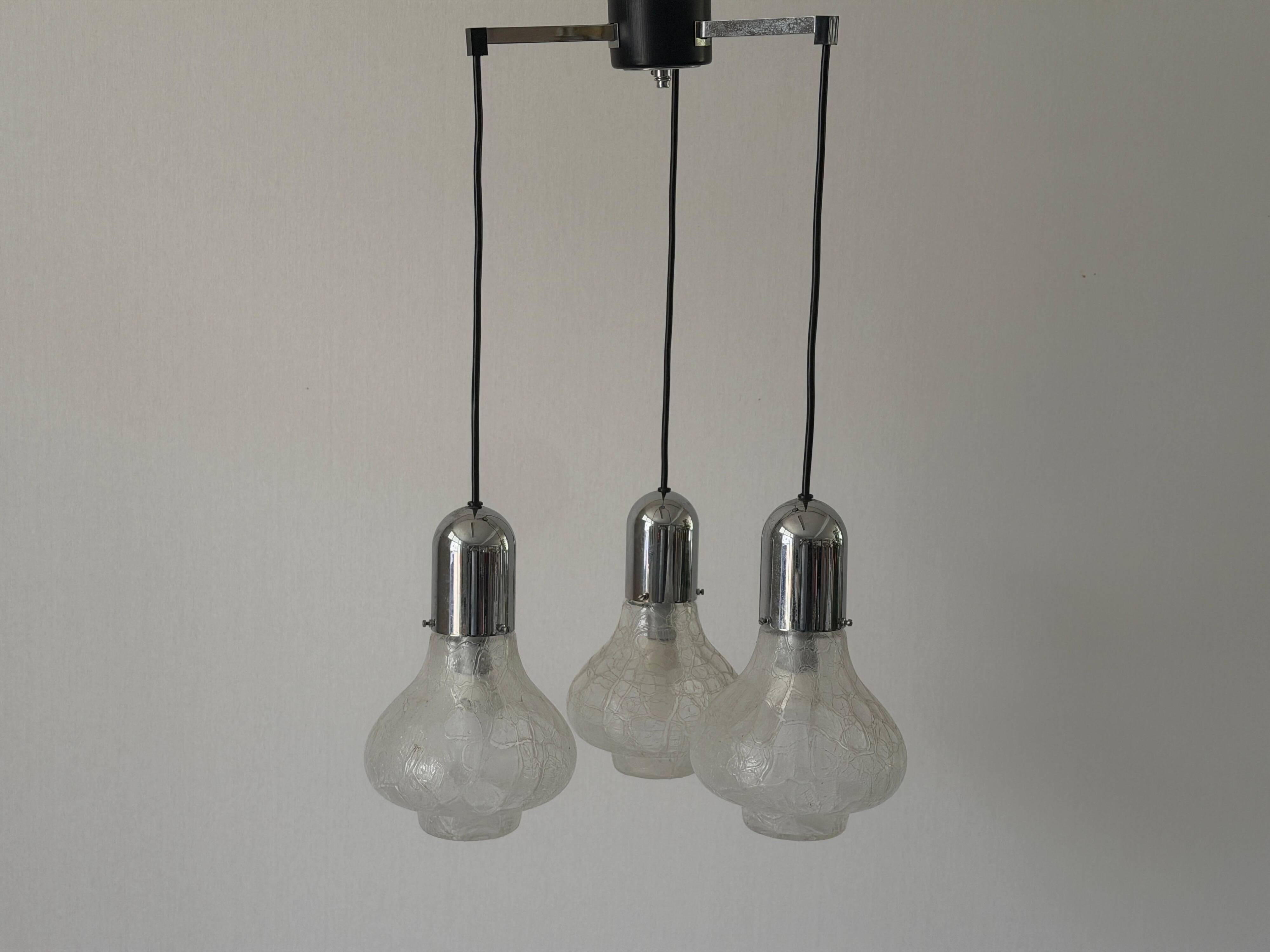 Cascade lamp with 3 glass and chrome shades by WILA, 1960s, Germany
