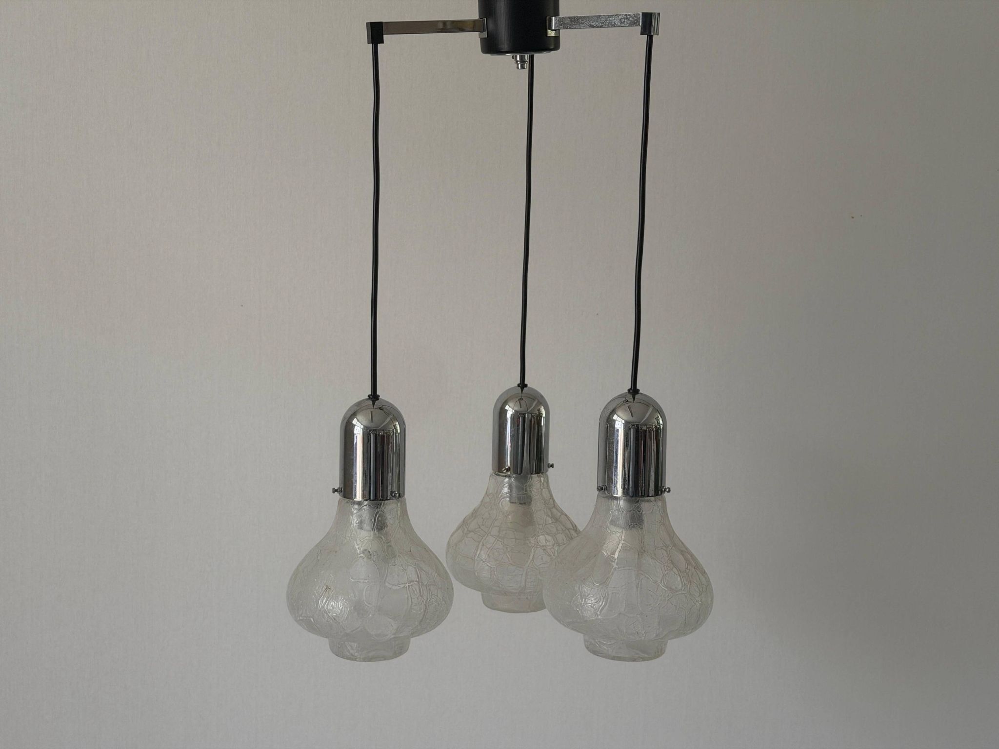 Cascade lamp with 3 glass and chrome shades by WILA, 1960s, Germany
