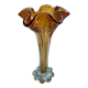Vase corolle en verre de biot ambré années 60