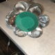 Vintage pressed molded glass lamp foot