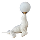 Vintage seal lamp in white ceramic and opaline.