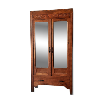 Armoire art déco vitrée en bois