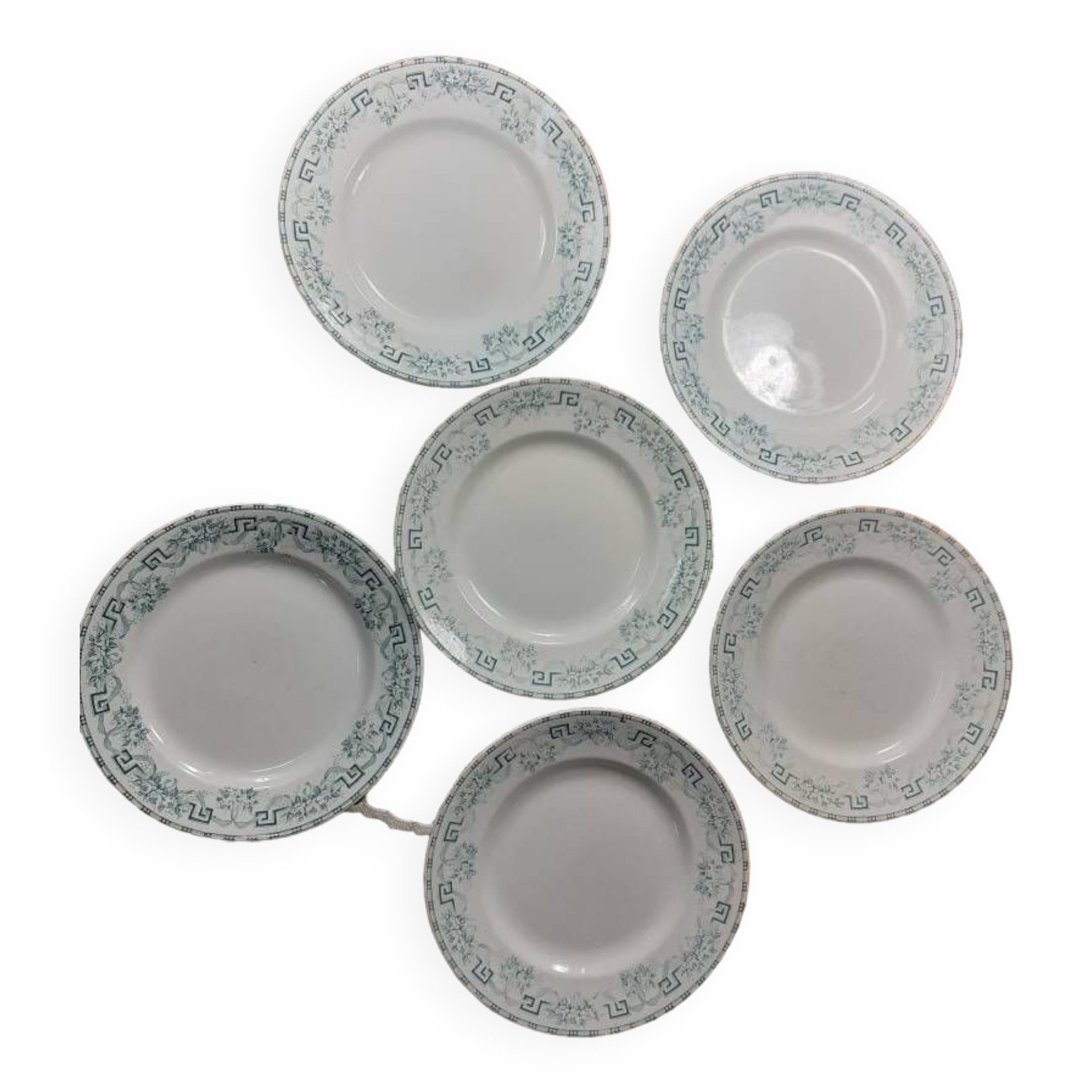 6 Assiettes plates Moulins des Loups modèle Athènes
