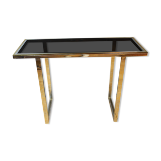 Chrome and gilded console by Romeo Riga around 1970
