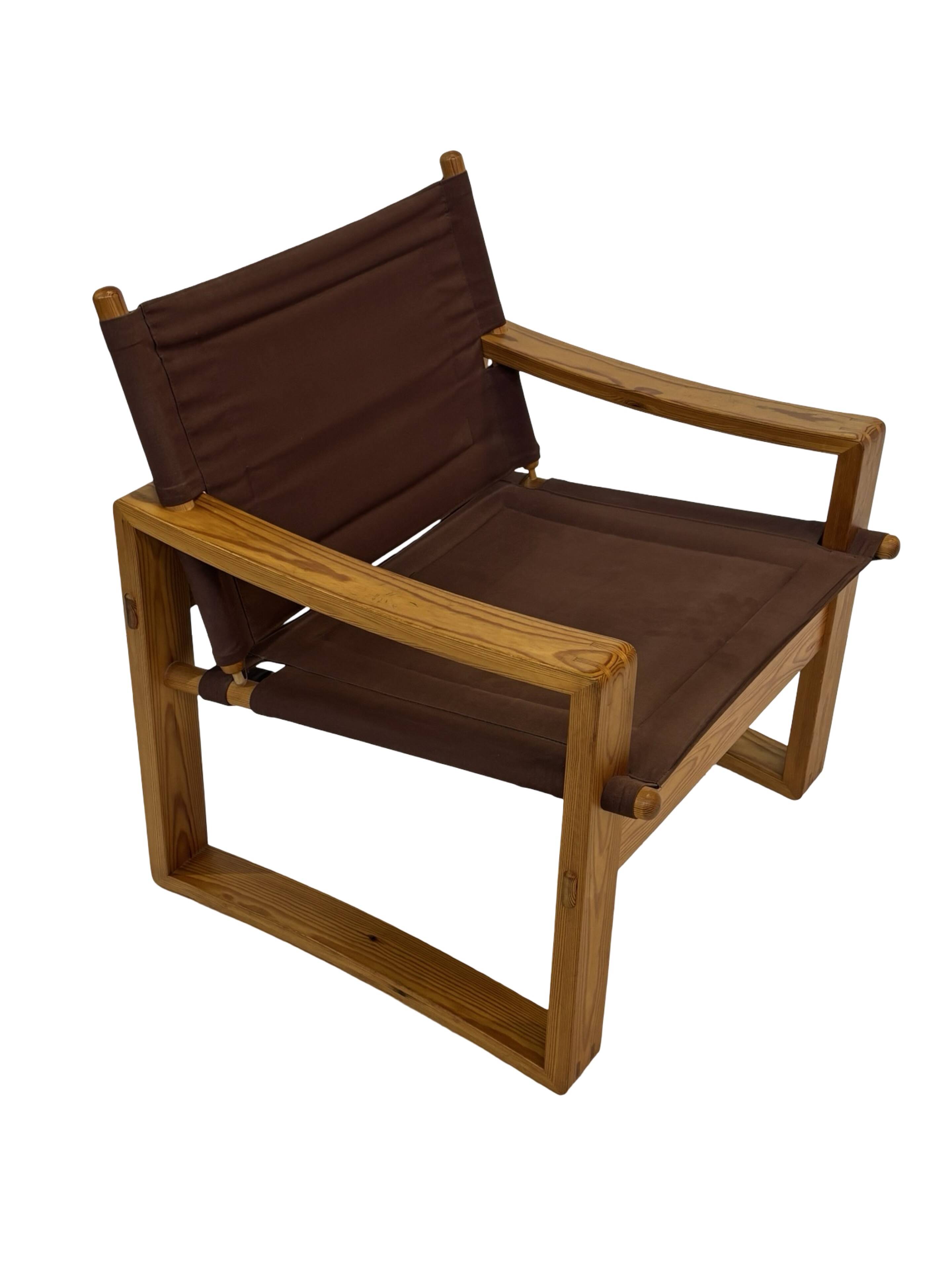 Chaise Safari Vintage Børge Jensen en pin, Danemark, années 1970