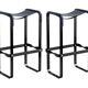 Pair of blue and black metal stools without a backrest.