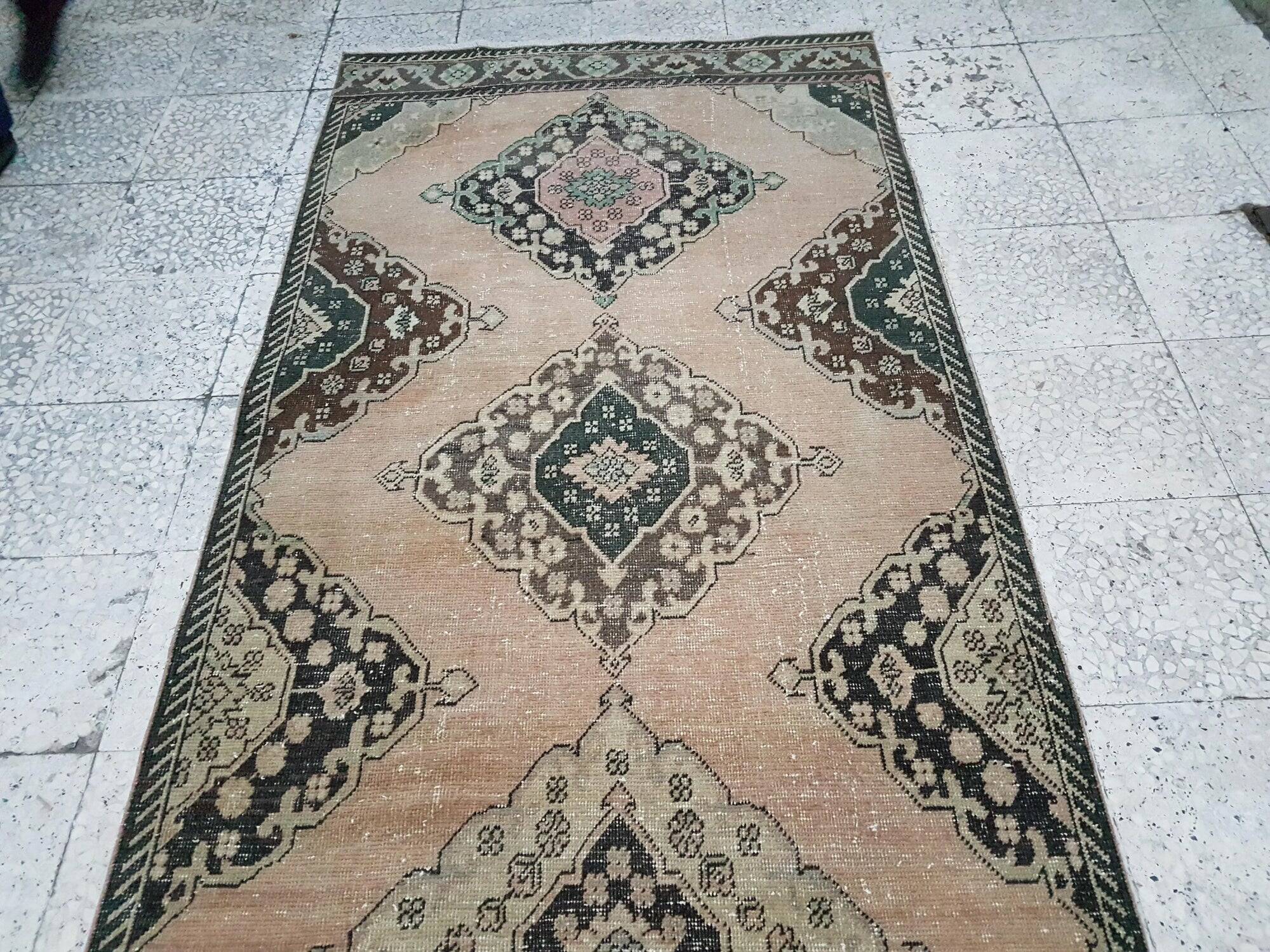 Vintage Turkish hallway rug 113x385 cm
