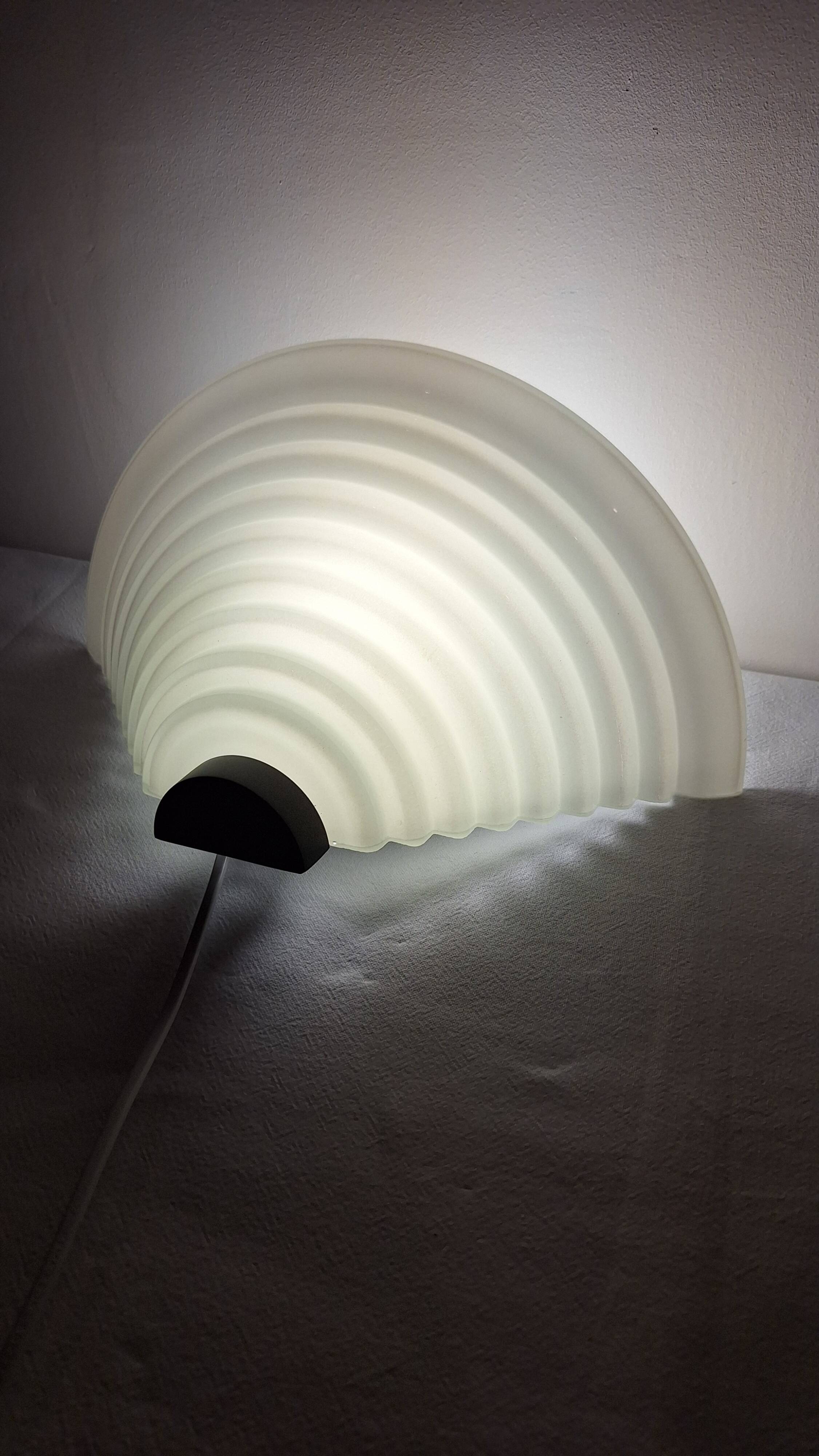 Vintage chunky art deco wavy glass wall light 1980s