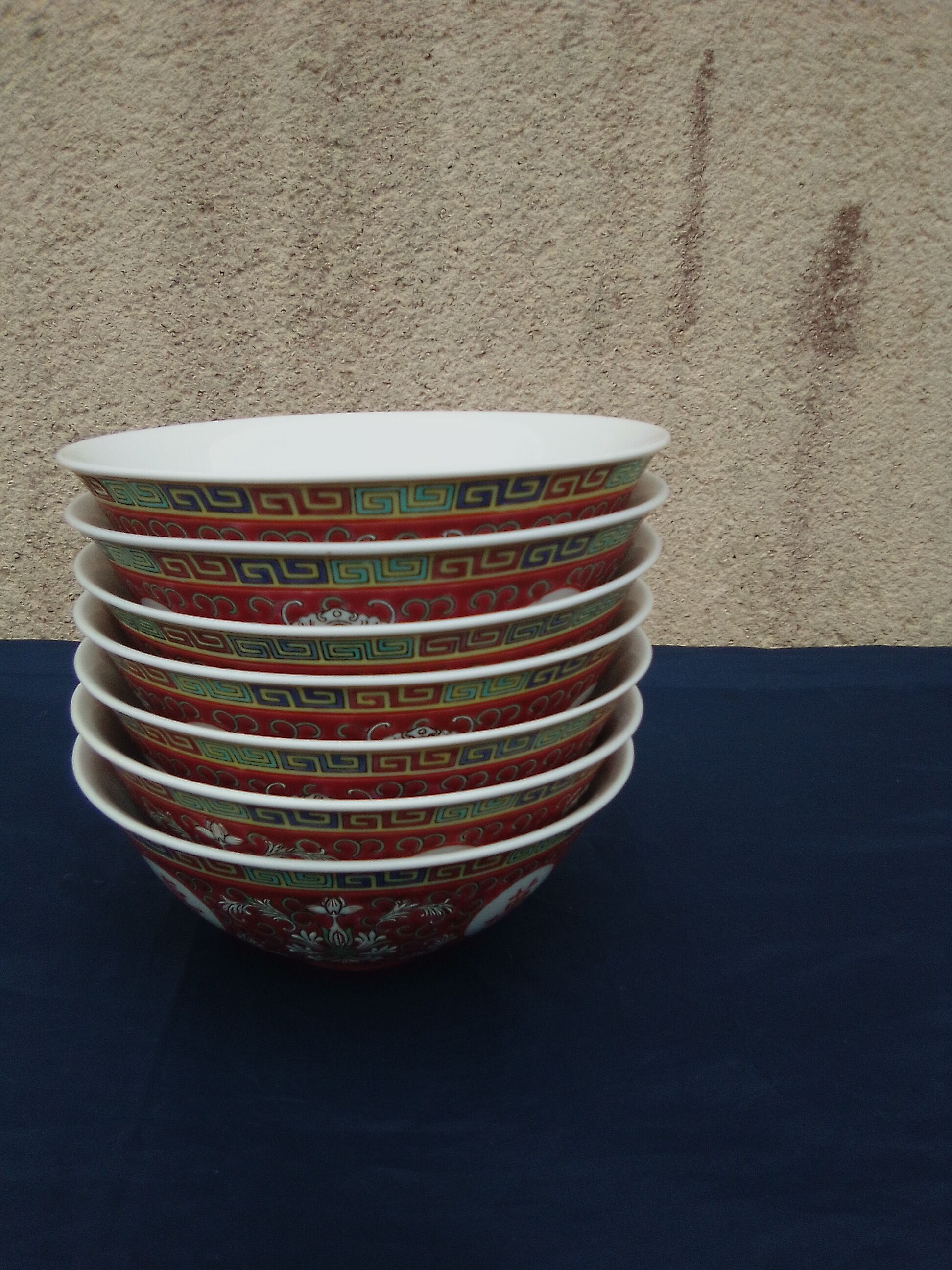 7 bowls in chinese earthenware diam 16 cm