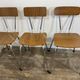 Set of 3 vintage French kitchen chairs, formica & chrome, 1960s-70s