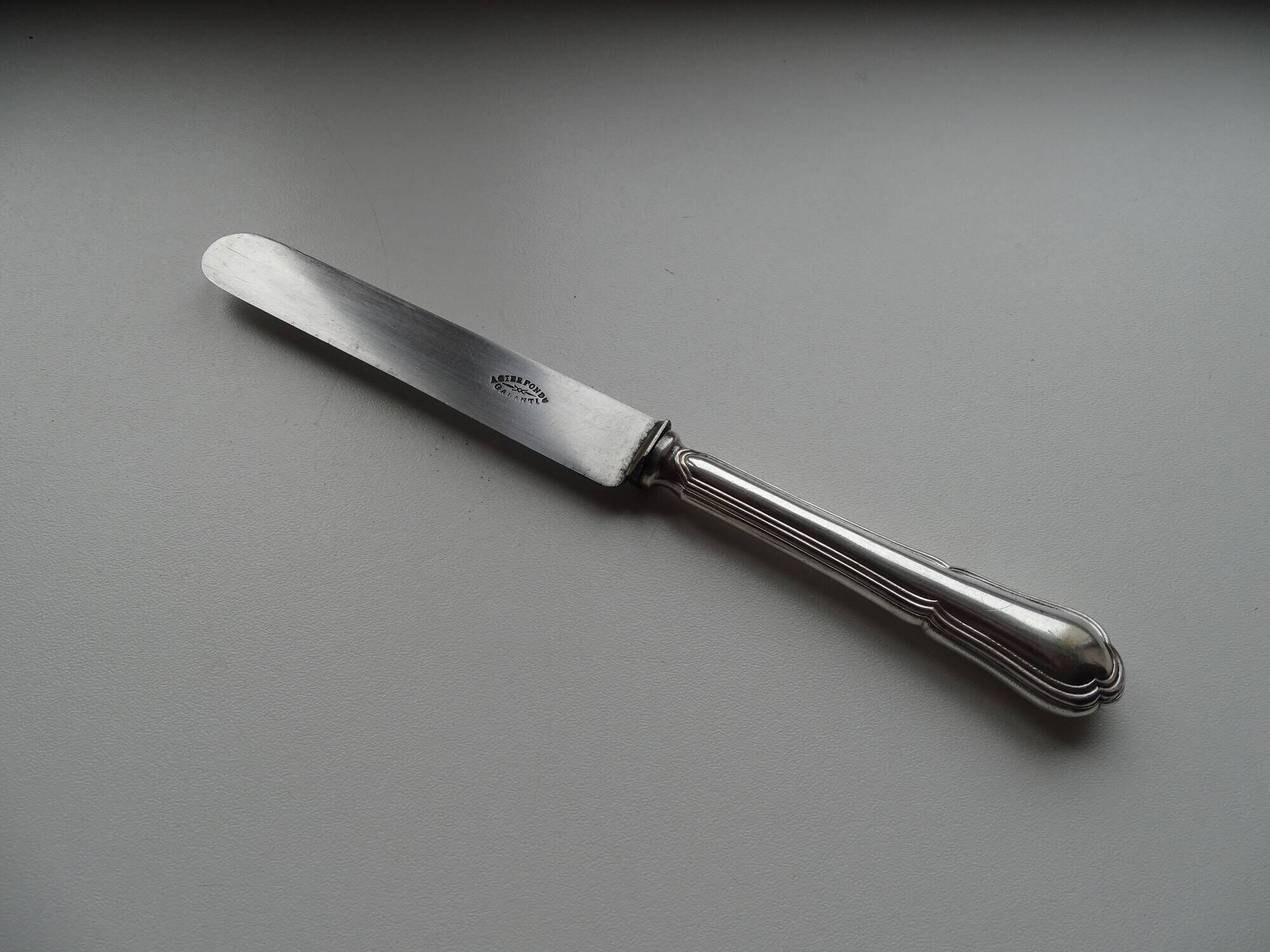 12 antique Art Deco knives silver metal and molten steel blades