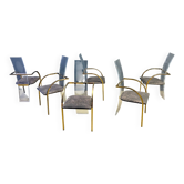 Chaises de salle à manger en plexiglas et laiton par Belgochrom, ensemble de 6 - années 1970