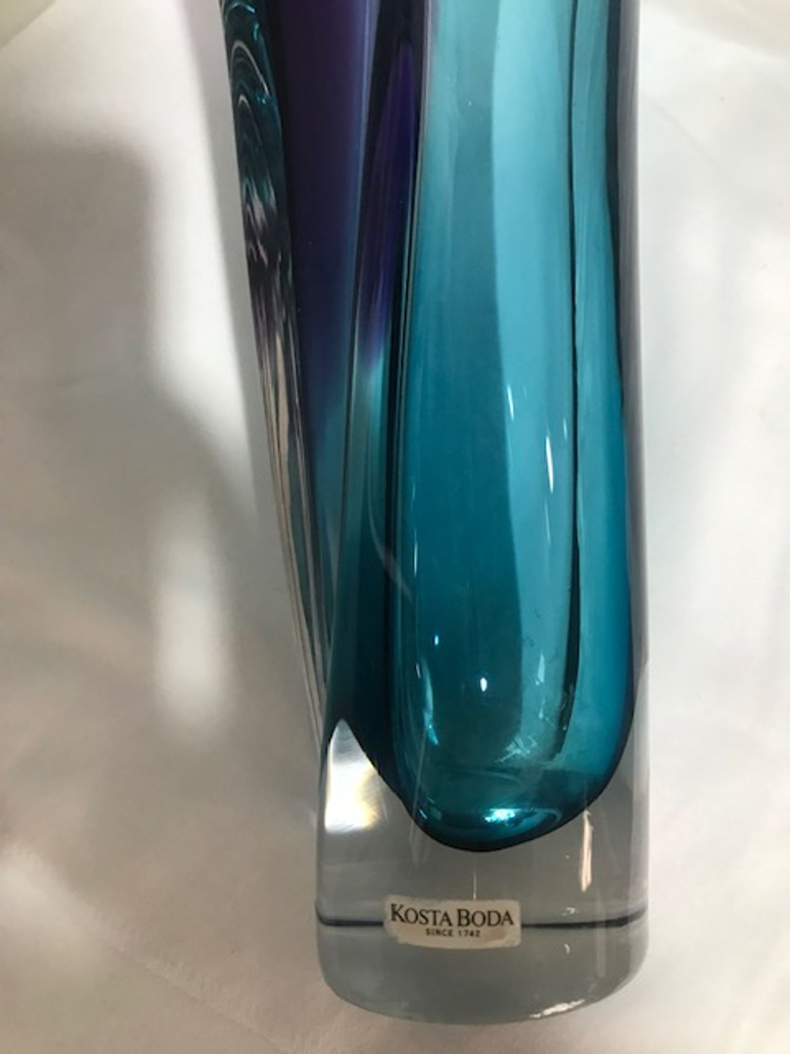 Kosta boda vase in purple glass blue green and transparent