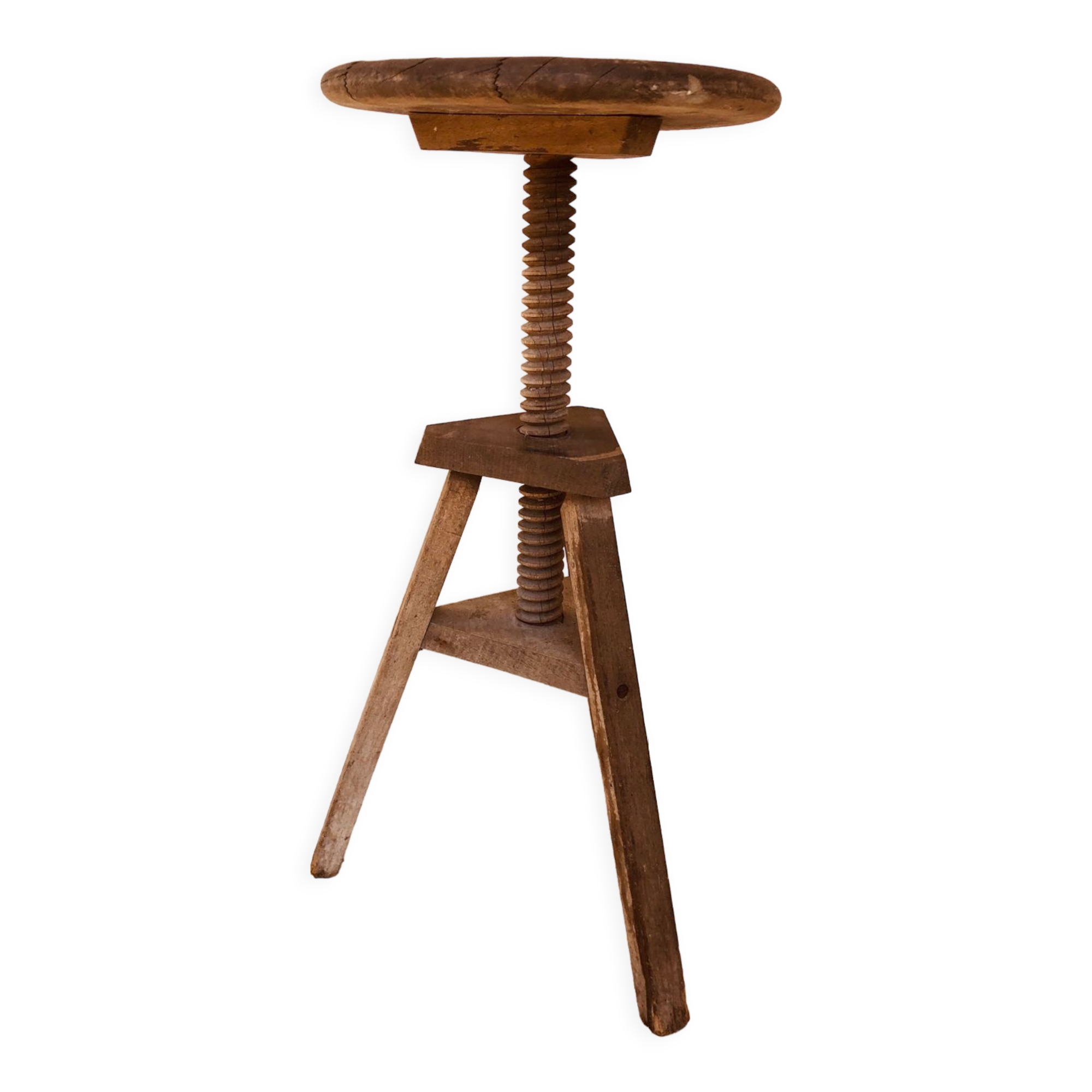 Vintage wood workshop stool