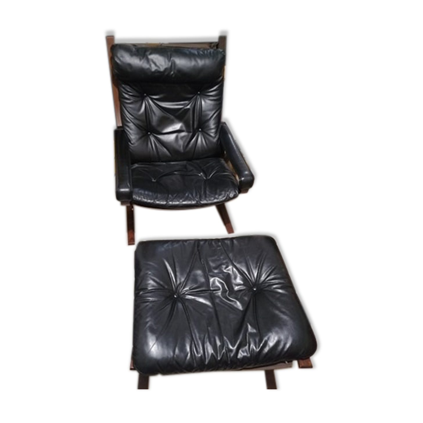 Leather armchair & ottoman by Ingmar Relling 1960