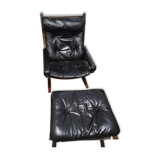 Fauteuil et ottoman en cuir d'Ingmar Relling 1960