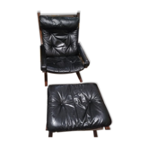 Leather armchair & ottoman by Ingmar Relling 1960