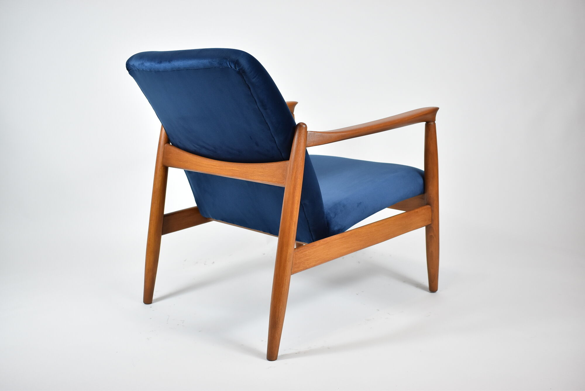 Scandinavian armchair designer E.Homa, refubrished, 1960s, navy blue velvet