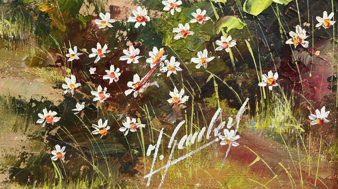 Painting “The Blue Shutters”, signed J. Gaubert – 2nd part 20th century