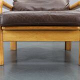 Paire de fauteuils en chêne et cuir L. Olsen & Søn des années 1970, Danemark