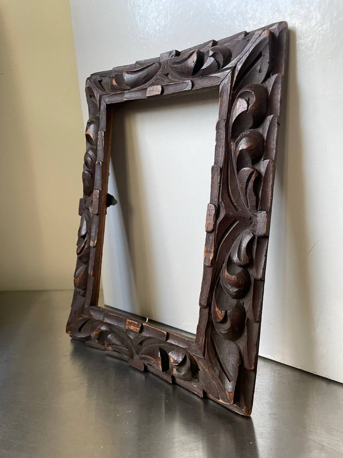 Antique handcarved frame   solid wood 30 cm x 22.5 cm