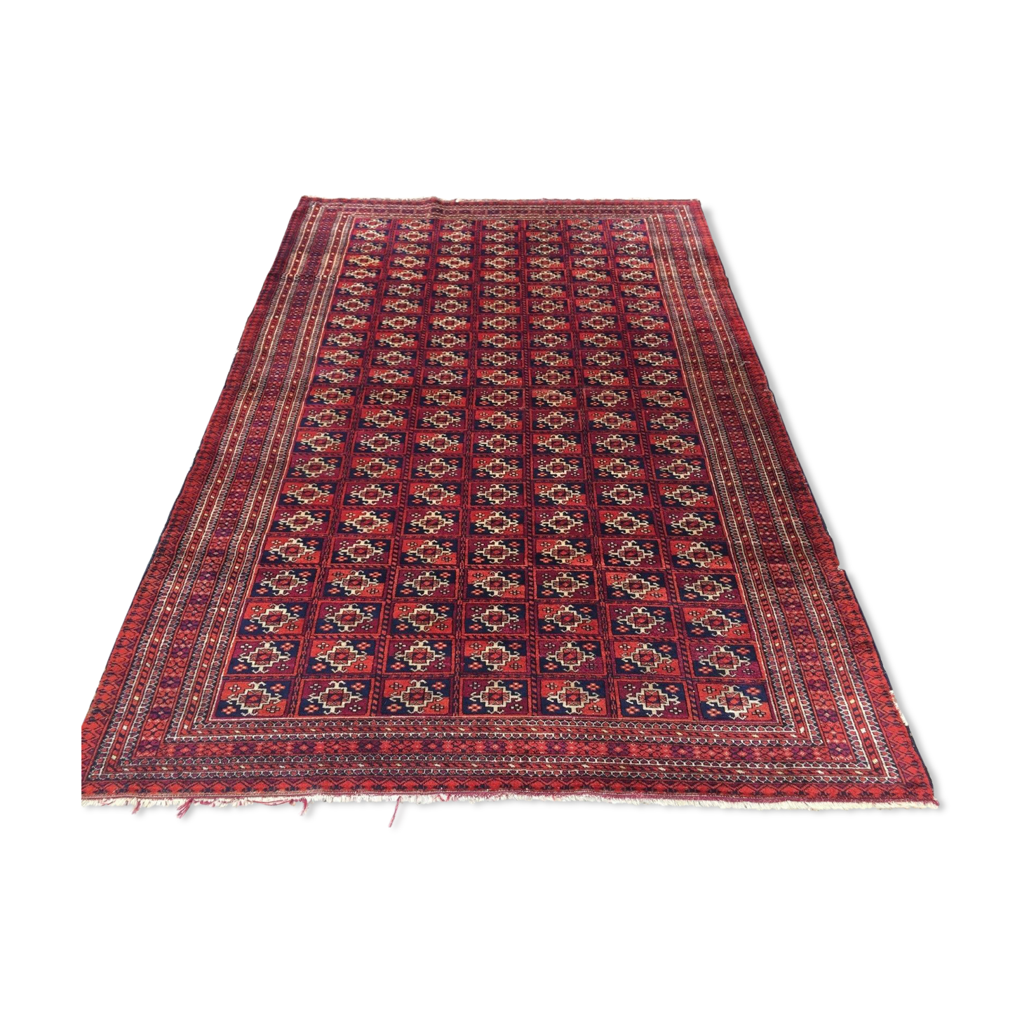 Antique traditional turkoman rug oriental hand made rug 184x124cm