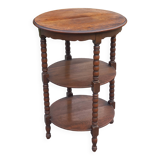 Vintage oak pedestal table with 3 shelves from the 60s