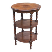 Vintage oak pedestal table with 3 shelves from the 60s