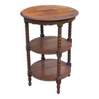 Vintage oak pedestal table with 3 shelves from the 60s