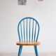 Pair of vintage Scandinavian Windsor chairs with blue bars