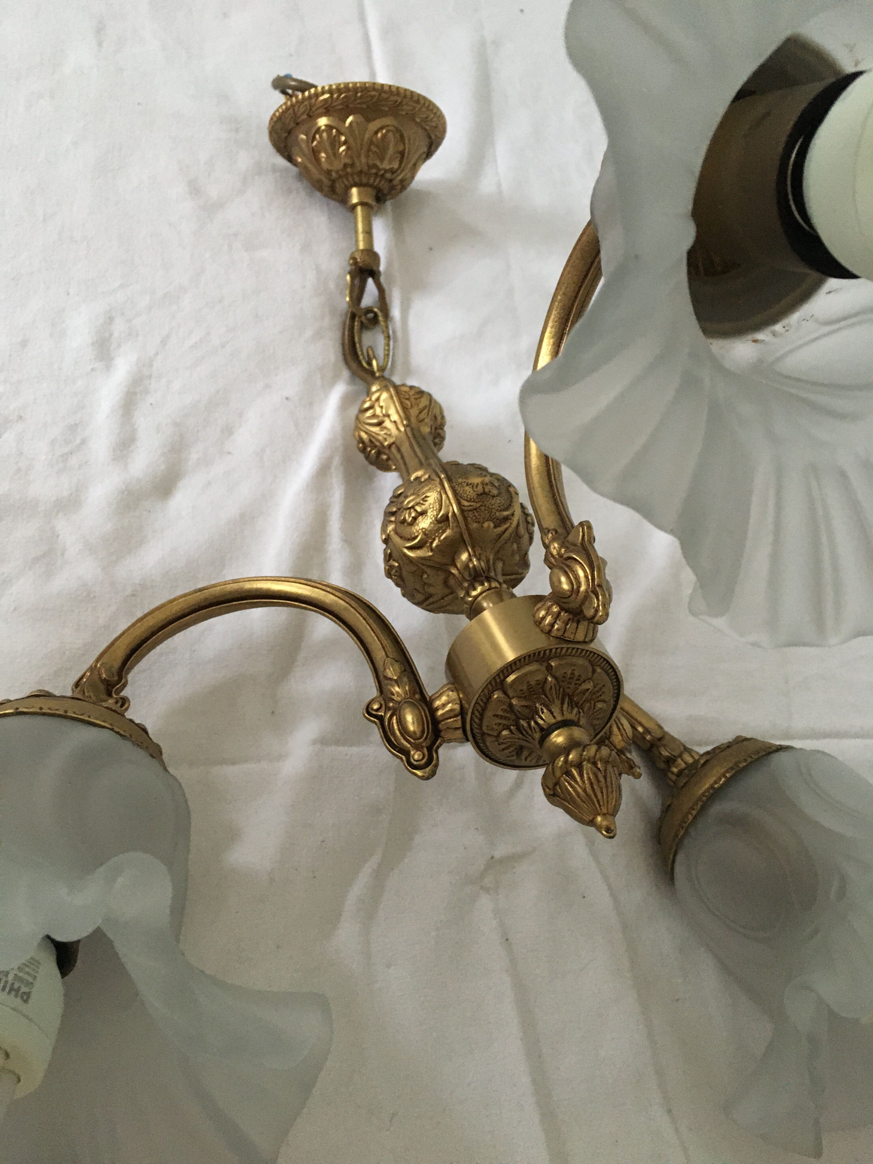 Ancient bronze chandelier 3 branches