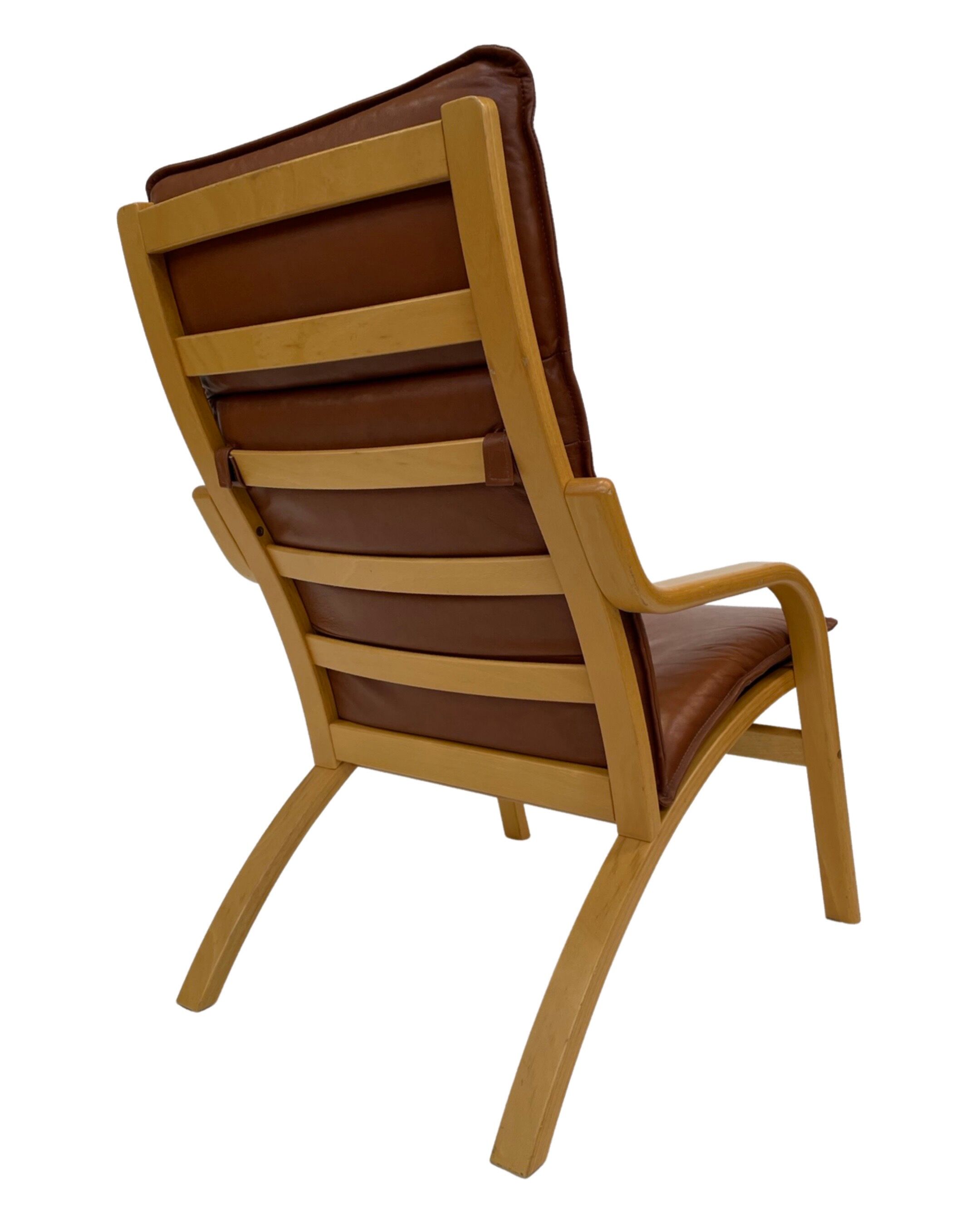 Vintage Danish armchair cognac leather by Stouby