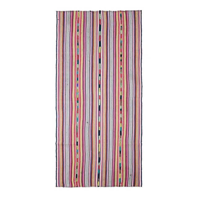 1970s Vintage Turkish Oushak Handmade Wool Cotton Red Runner Rug 172x354