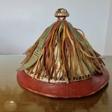 African conical hat, Fulani, in leather and braided rope, 1900s