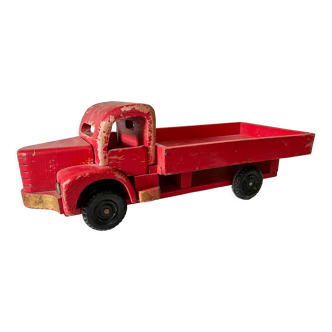 Camion plateau en bois rouge Années 50