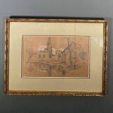 Drawing on paper by Léon Broquet Chatillon-sur-Morin Marne 1914