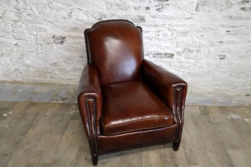 Studded club armchair