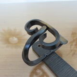 Wall coat rack 3 hooks in hammered wrought iron years 50 60