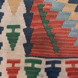 Vintage turkish kilim 130x78 cm wool kelim rug red blue