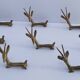 eight vintage brass Gazelle knife rests