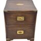 Vintage set of wooden bedside tables in military campaign style design