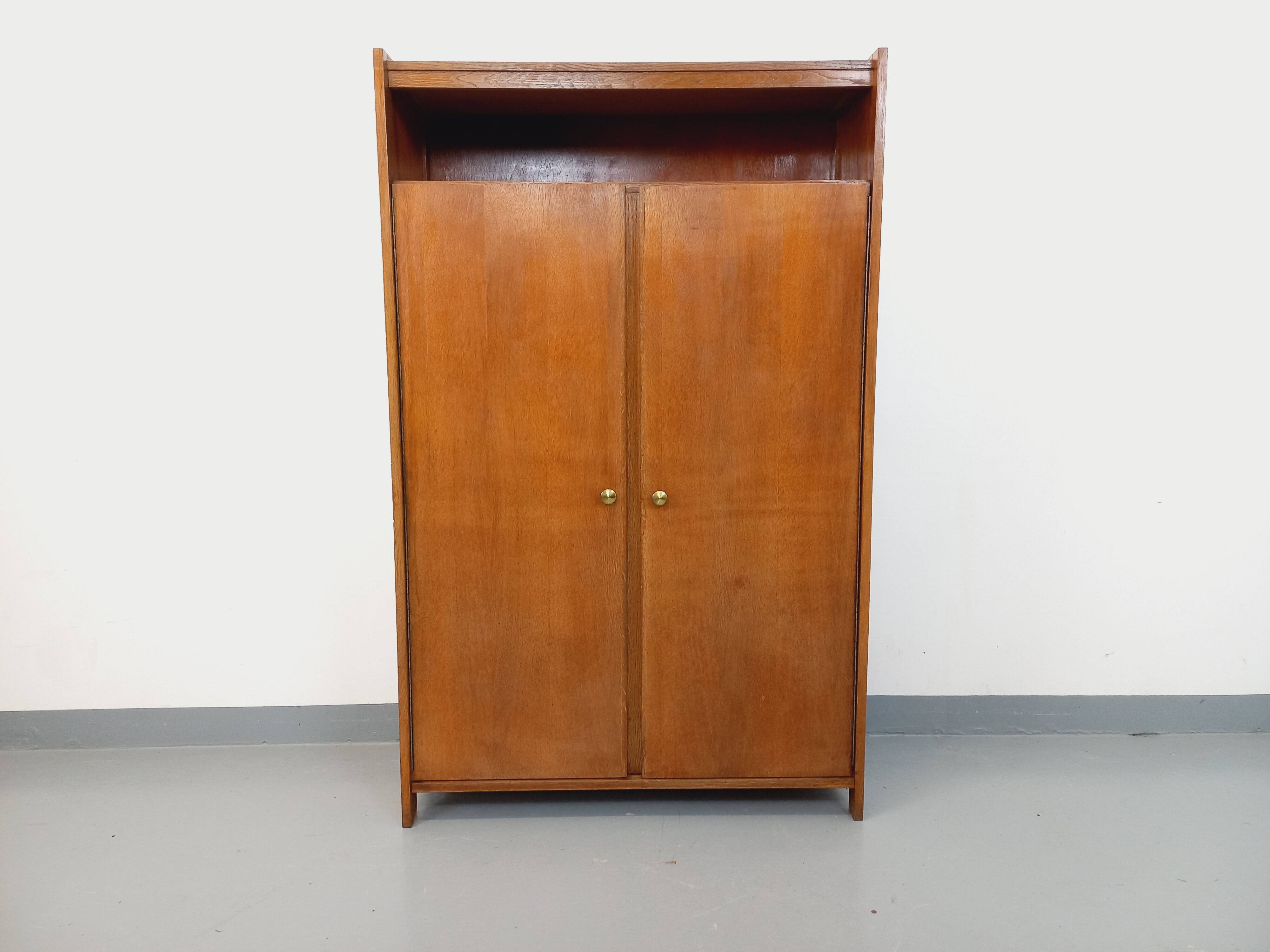 Small vintage oak wood cabinet from the 60s