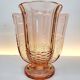 Vase Art déco en cristal Val Saint Lambert rose, série Luxval modèle Romeo, Belgique