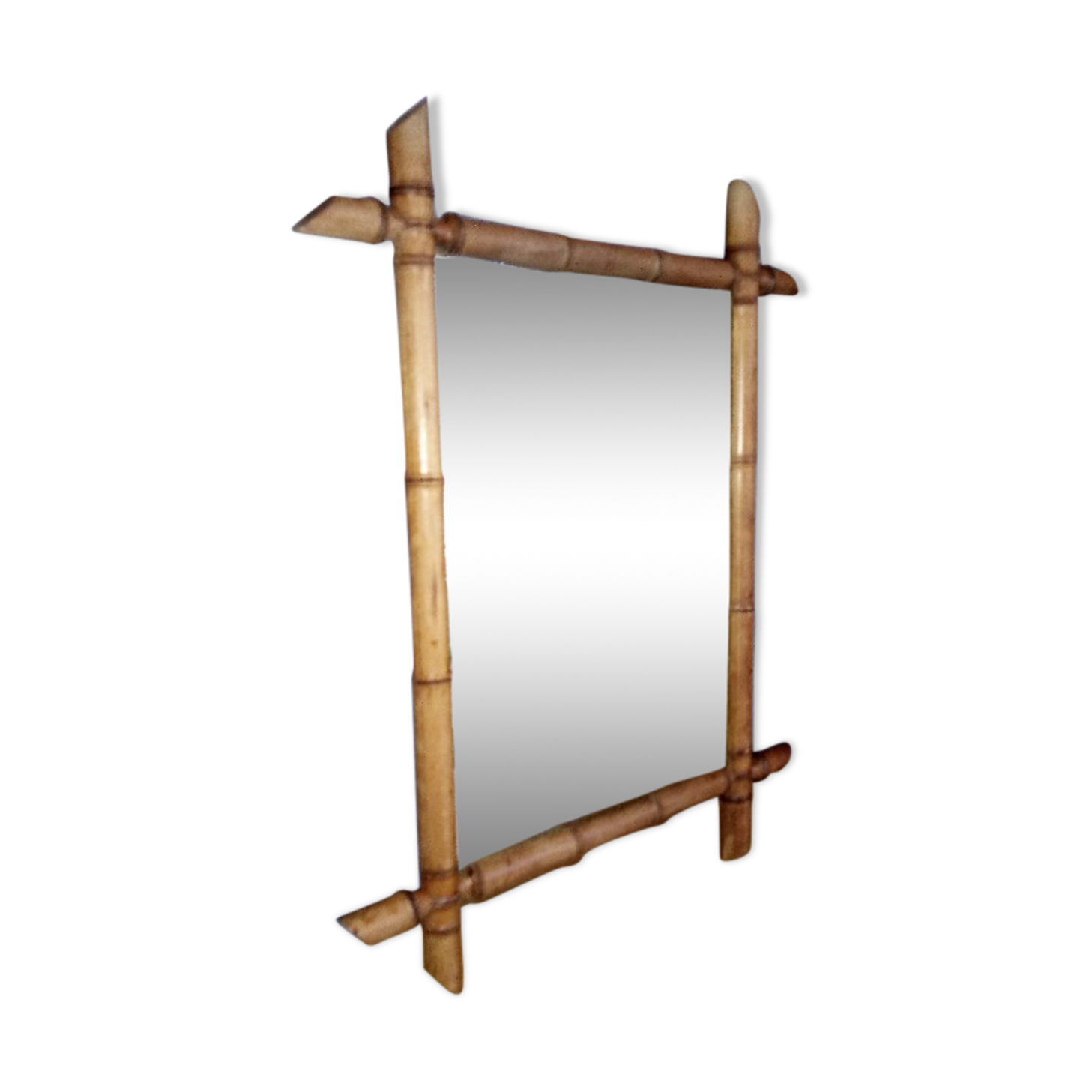 Miroir ancien "cadre bambou" 45 x 57 cm