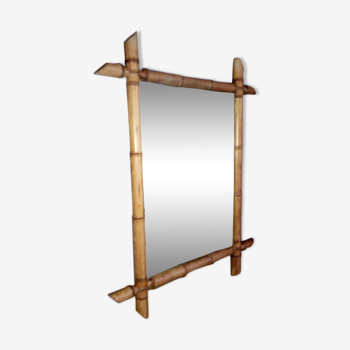 Miroir ancien "cadre bambou" 45 x 57 cm