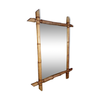 Miroir ancien "cadre bambou" 45 x 57 cm