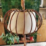 Lampadaire vintage en rotin Louis Sognot